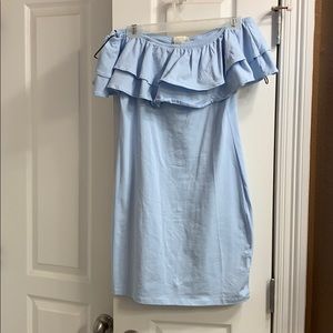Off the shoulder blue ruffle dress
